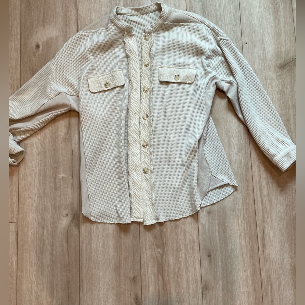 Waffle knit shacket